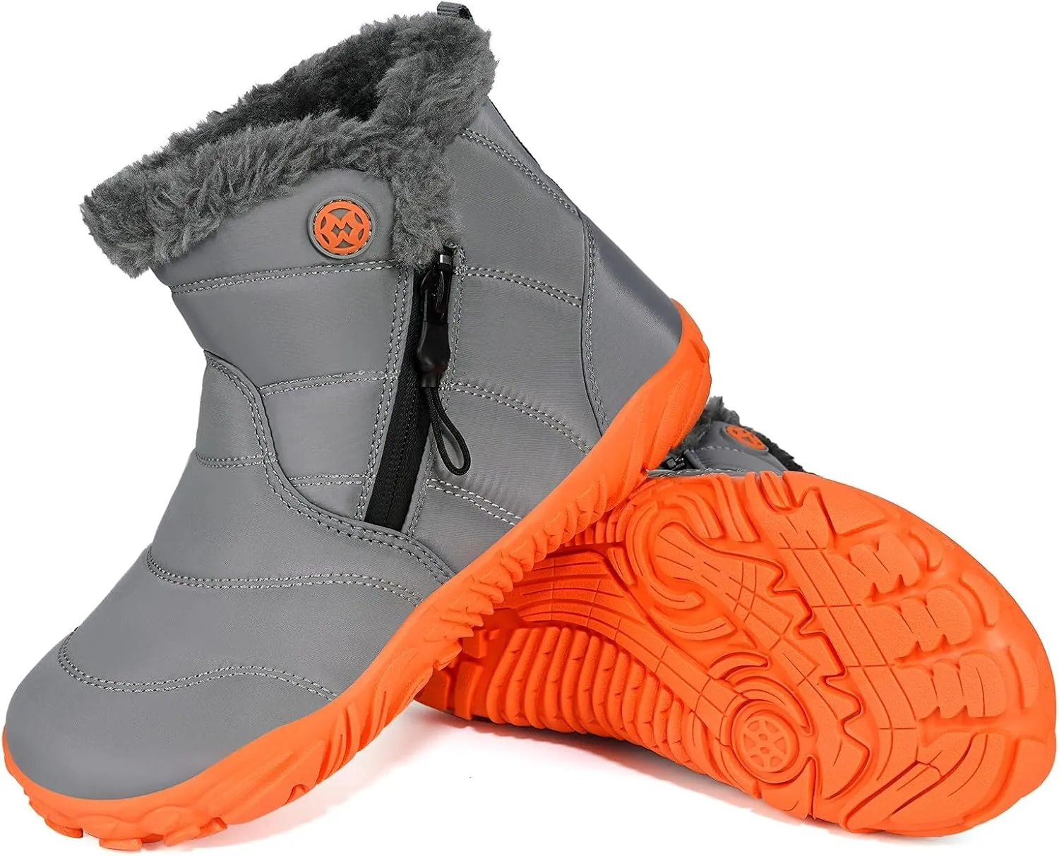 Girls Boys Barefoot Boots Shoes | Minimalist Little Kids/Big Kids Waterproof Ankle Winter Snow Boots | Zero Drop Sole | Wide Toe Box | Slip Resistant