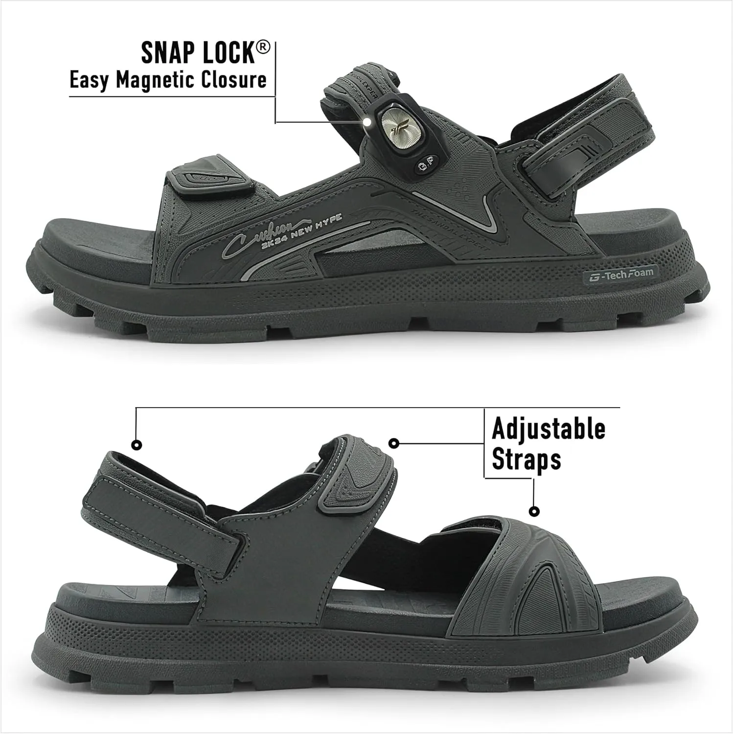 Gold Pigeon Shoes EVA Anti-Fatigue Thick Cushion Sandals Easy SNAP LOCK Closure