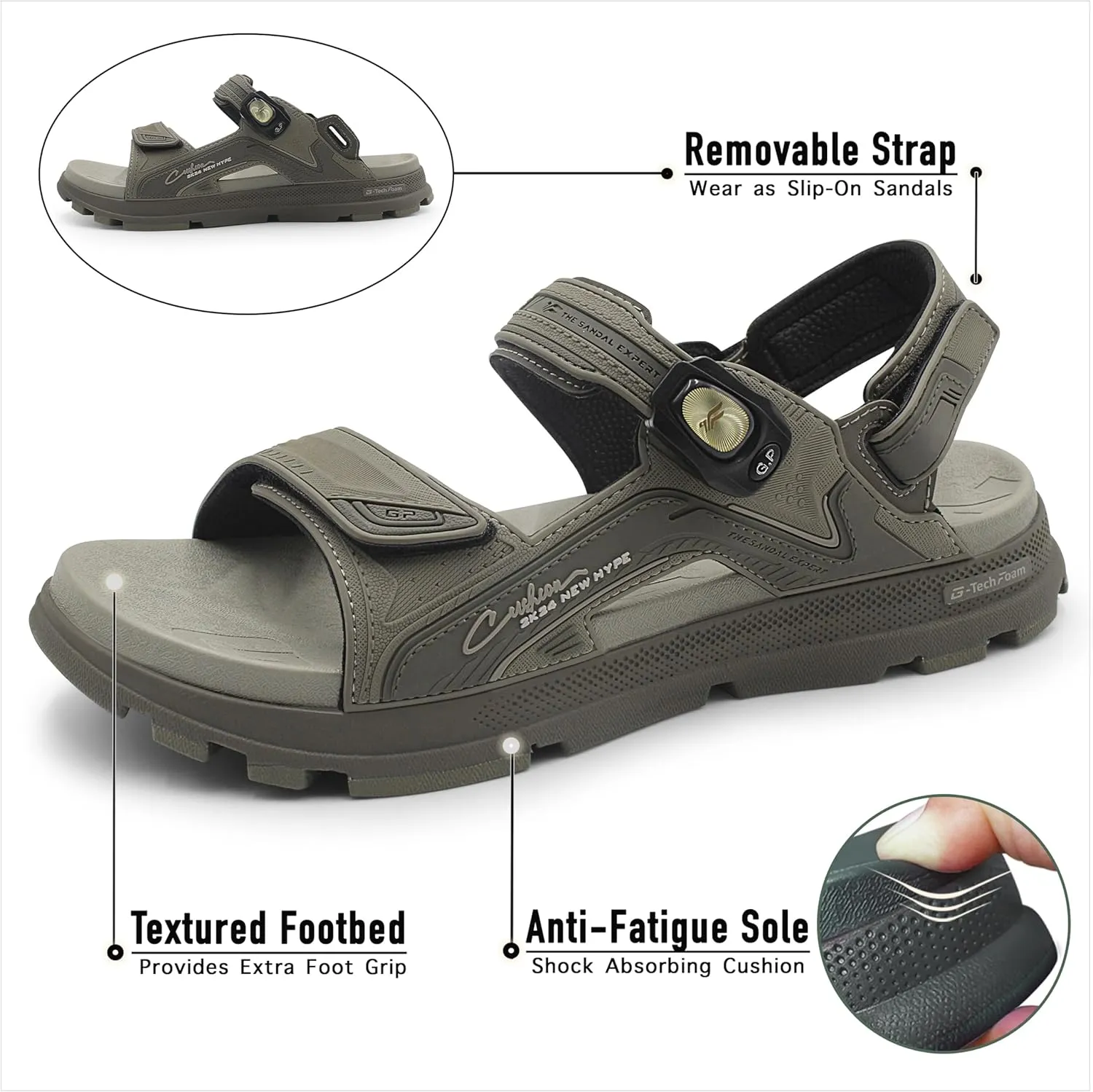 Gold Pigeon Shoes EVA Anti-Fatigue Thick Cushion Sandals Easy SNAP LOCK Closure