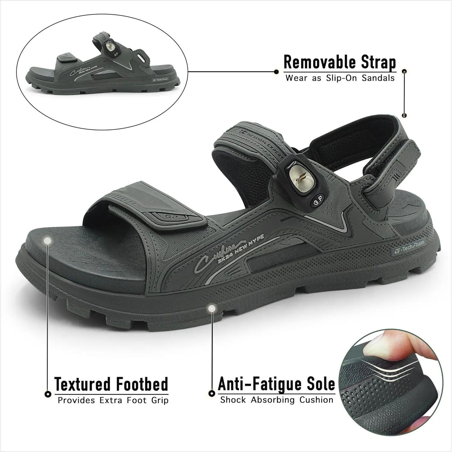 Gold Pigeon Shoes EVA Anti-Fatigue Thick Cushion Sandals Easy SNAP LOCK Closure