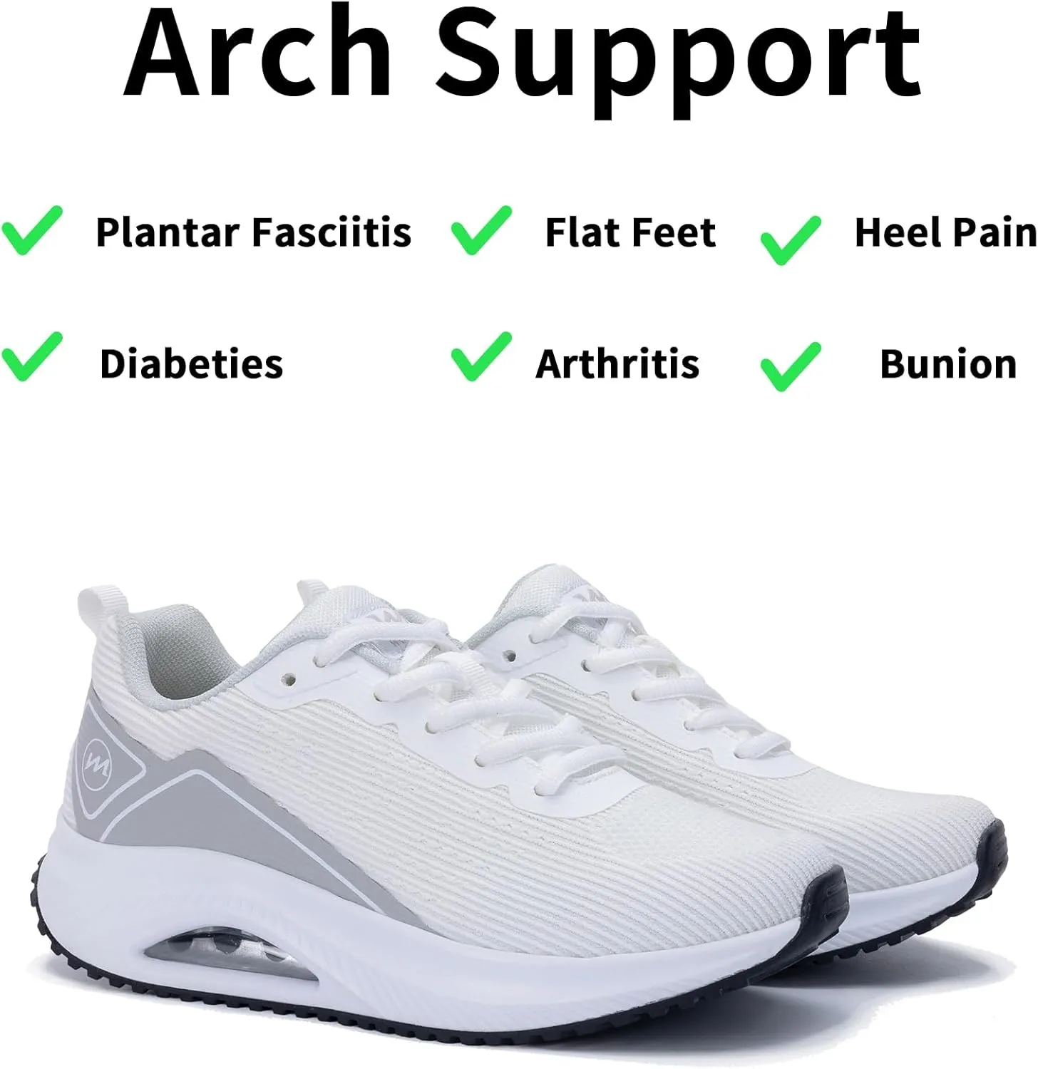 Gyeice Women's Air Walking Shoes Arch Support Orthotic Breathable Tennis Sneakers for Plantar Fasciitis Pain Relief US 5.5-11