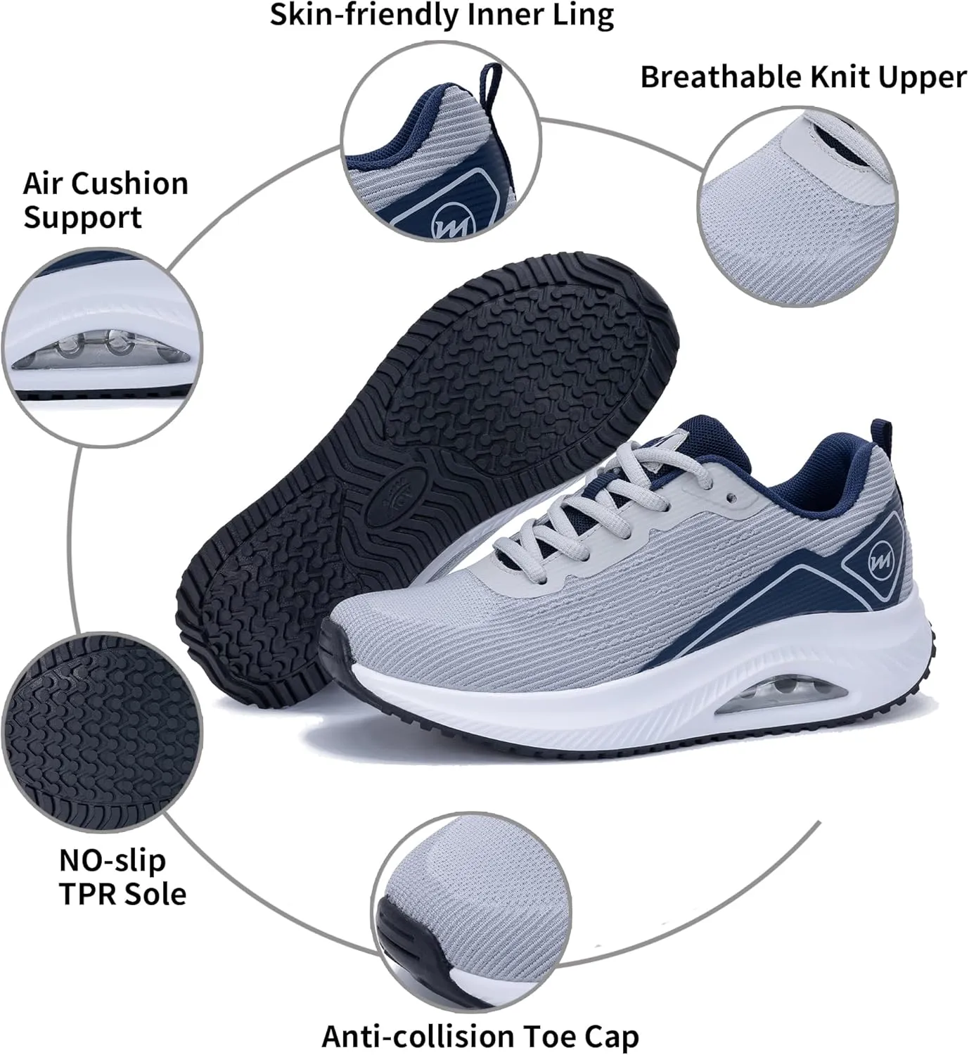 Gyeice Women's Air Walking Shoes Arch Support Orthotic Breathable Tennis Sneakers for Plantar Fasciitis Pain Relief US 5.5-11