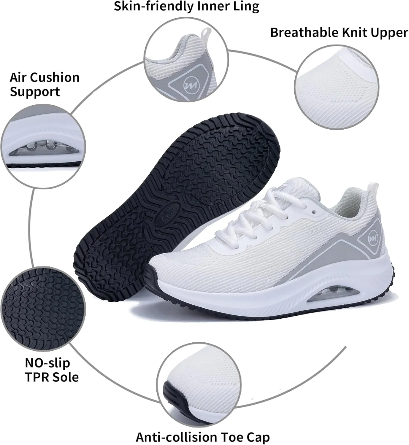 Gyeice Women's Air Walking Shoes Arch Support Orthotic Breathable Tennis Sneakers for Plantar Fasciitis Pain Relief US 5.5-11