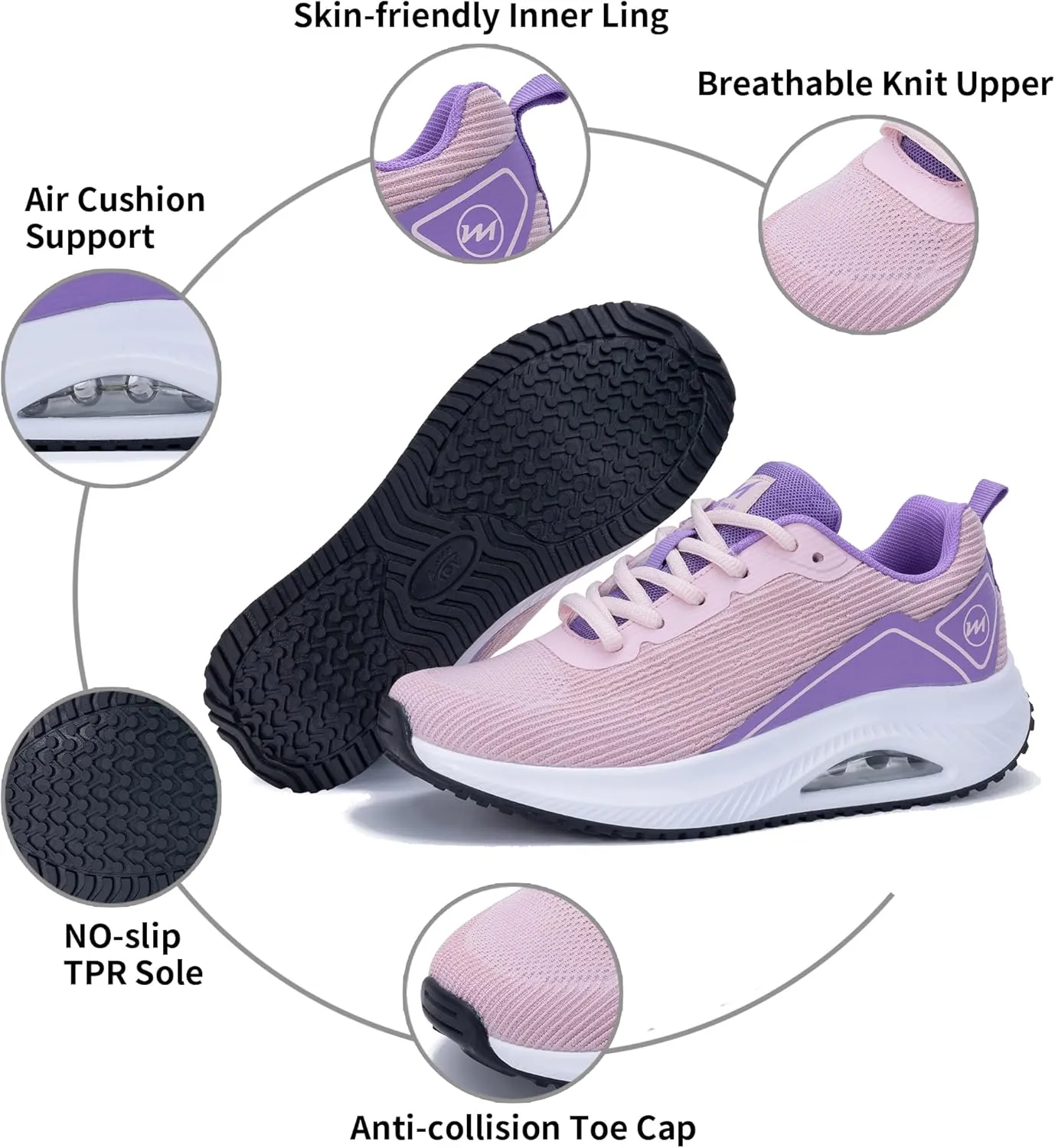 Gyeice Women's Air Walking Shoes Arch Support Orthotic Breathable Tennis Sneakers for Plantar Fasciitis Pain Relief US 5.5-11