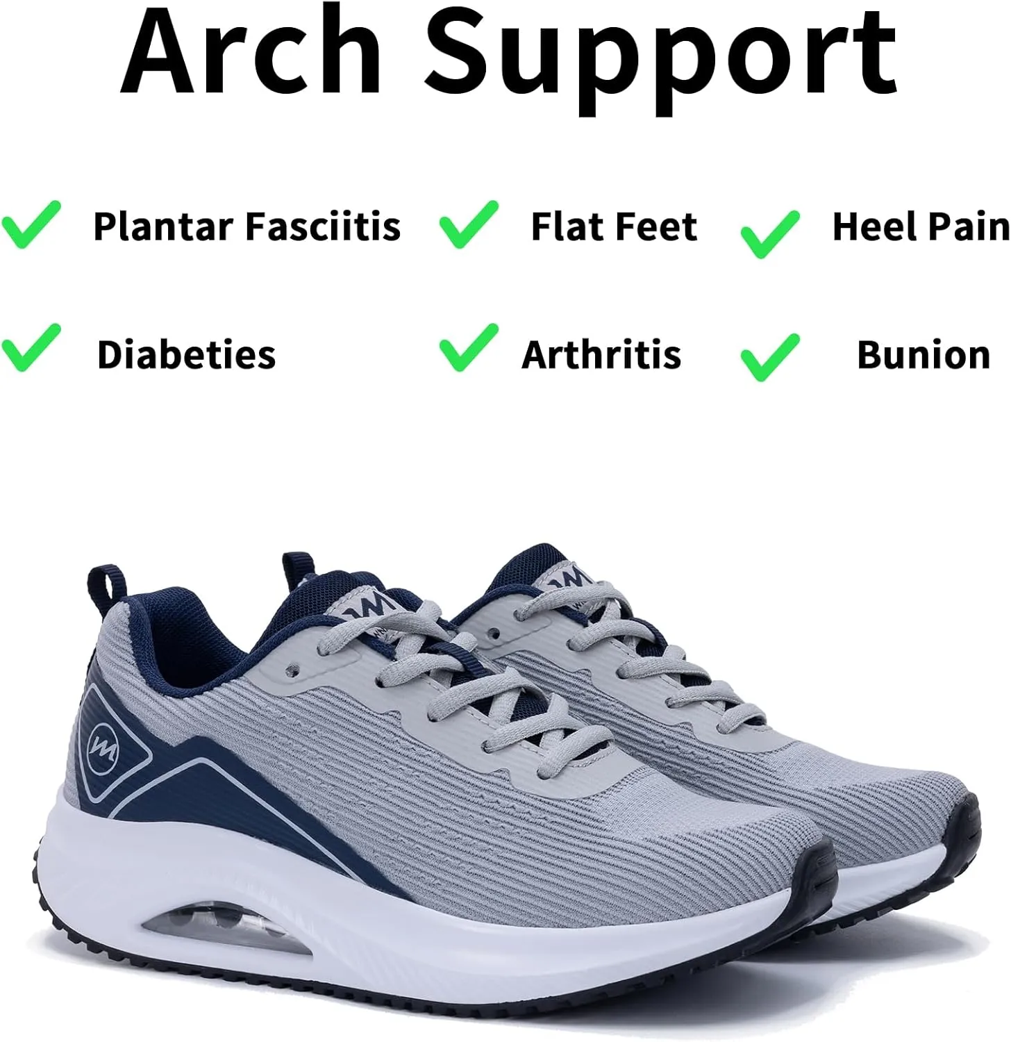 Gyeice Women's Air Walking Shoes Arch Support Orthotic Breathable Tennis Sneakers for Plantar Fasciitis Pain Relief US 5.5-11