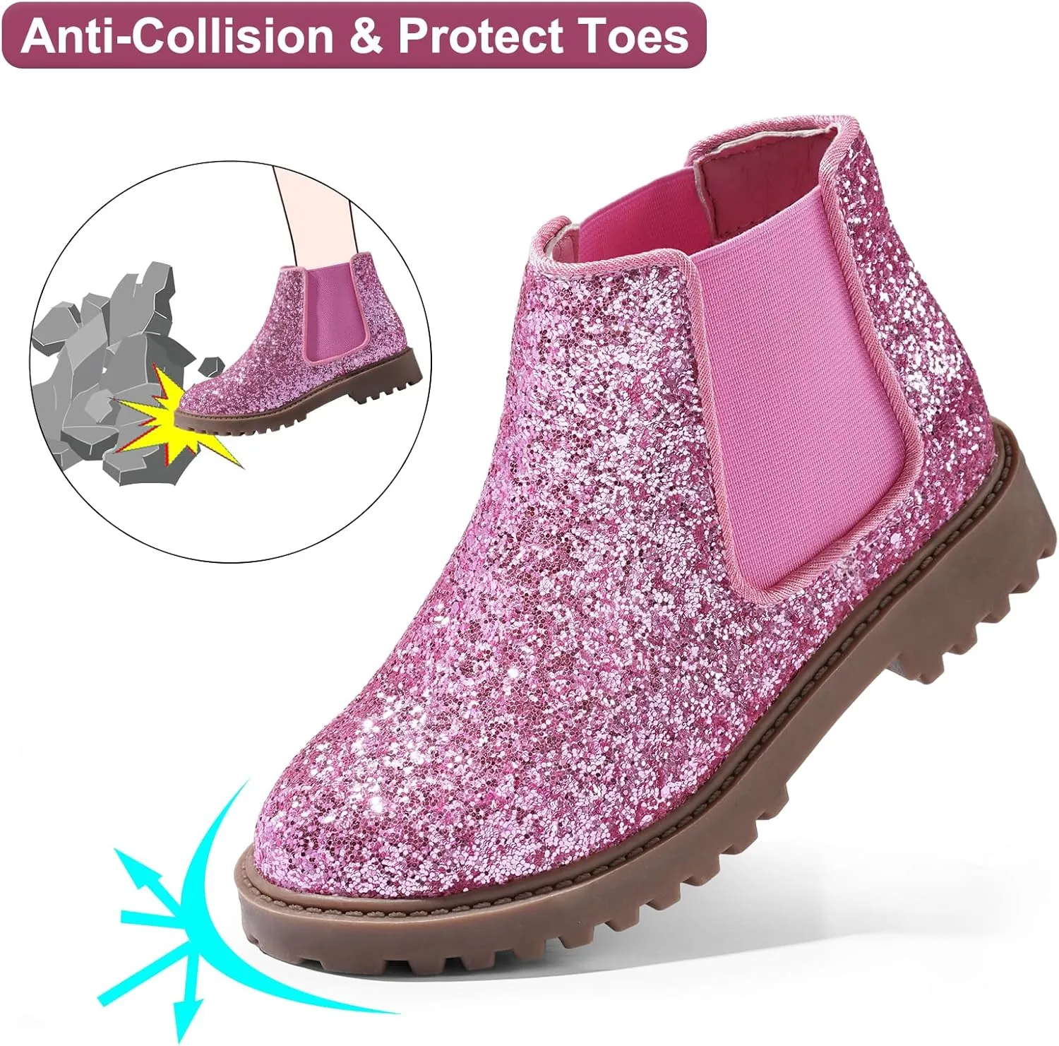 Harvest Land Girl Boots Kids Ankle Boots Warm Side Zipper Boots Low heel Short Booties Winter Snow Boots Anti-Slip Outdoor Shoes for Little Kids/Big Kids