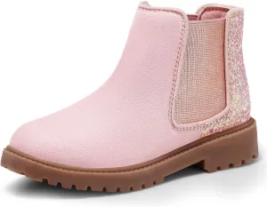 Harvest Land Girl Boots Kids Ankle Boots Warm Side Zipper Boots Low heel Short Booties Winter Snow Boots Anti-Slip Outdoor Shoes for Little Kids/Big Kids