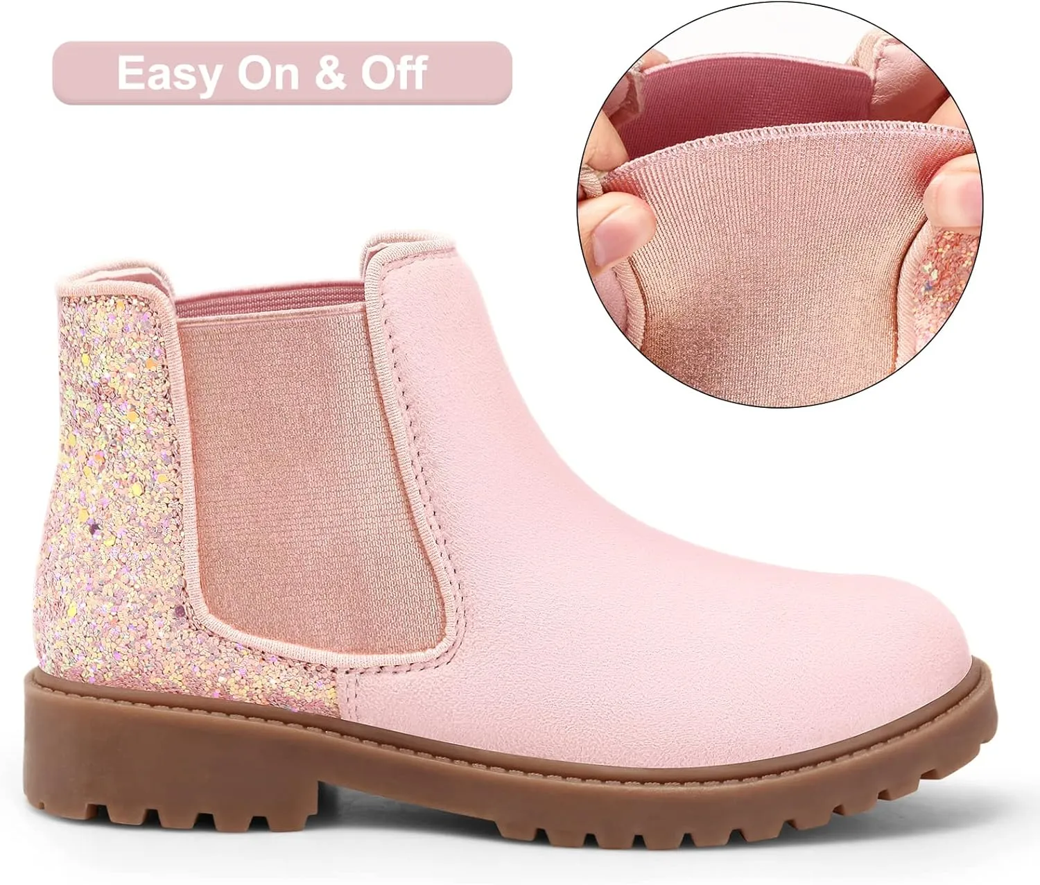 Harvest Land Girl Boots Kids Ankle Boots Warm Side Zipper Boots Low heel Short Booties Winter Snow Boots Anti-Slip Outdoor Shoes for Little Kids/Big Kids