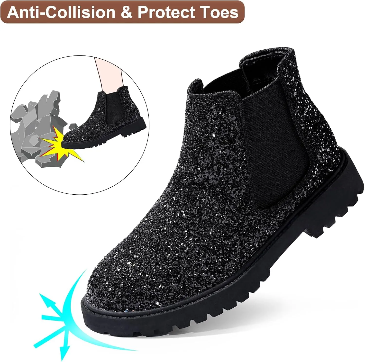 Harvest Land Girl Boots Kids Ankle Boots Warm Side Zipper Boots Low heel Short Booties Winter Snow Boots Anti-Slip Outdoor Shoes for Little Kids/Big Kids
