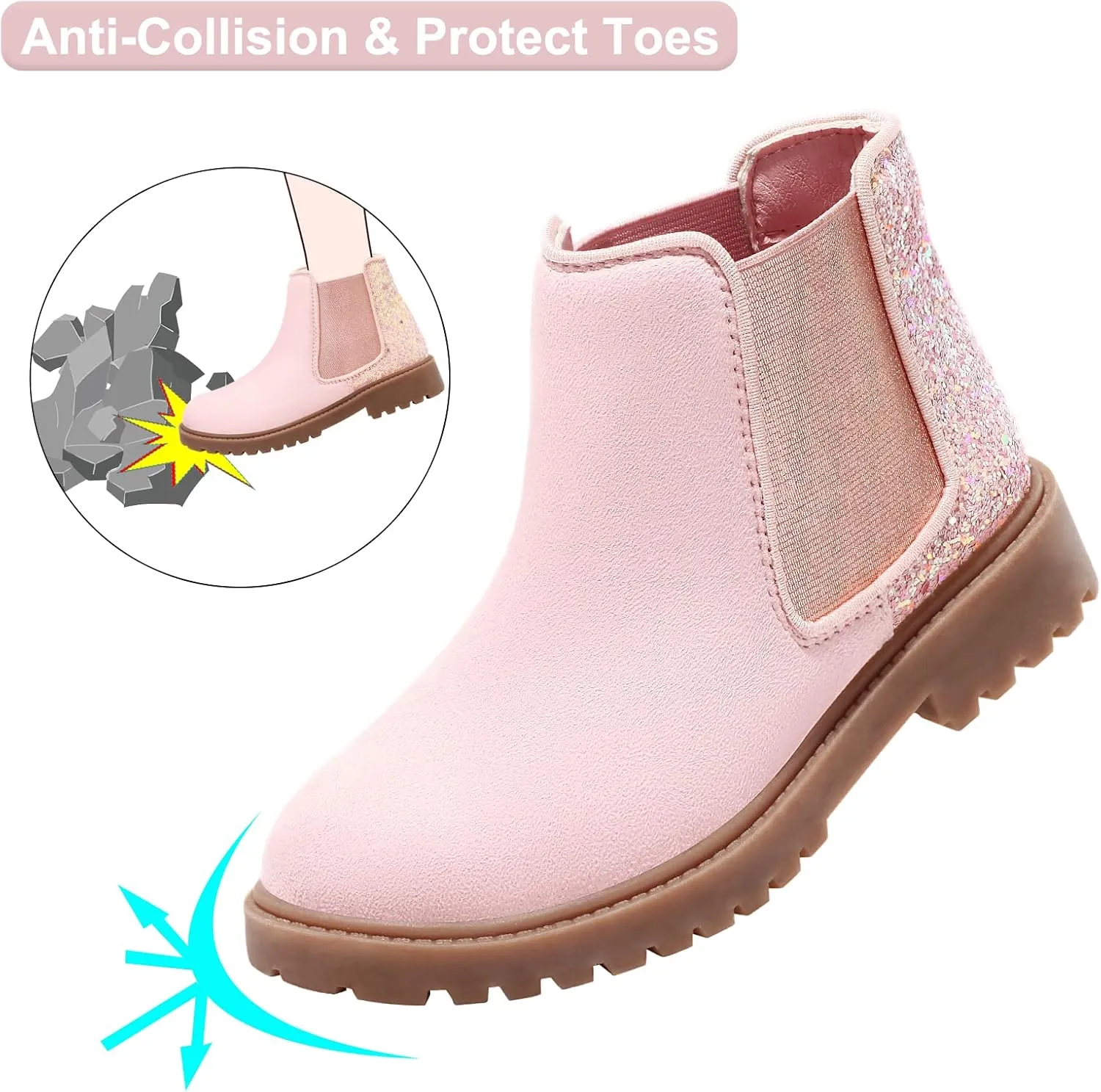 Harvest Land Girl Boots Kids Ankle Boots Warm Side Zipper Boots Low heel Short Booties Winter Snow Boots Anti-Slip Outdoor Shoes for Little Kids/Big Kids