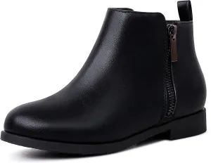Harvest Land Girl Boots Kids Ankle Boots Warm Side Zipper Low Heel Short Booties Winter Anti-Slip Outdoor Shoes for Little Kids/Big Kids