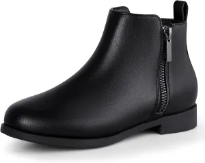 Harvest Land Girl Boots Kids Ankle Boots Warm Side Zipper Low Heel Short Booties Winter Anti-Slip Outdoor Shoes for Little Kids/Big Kids