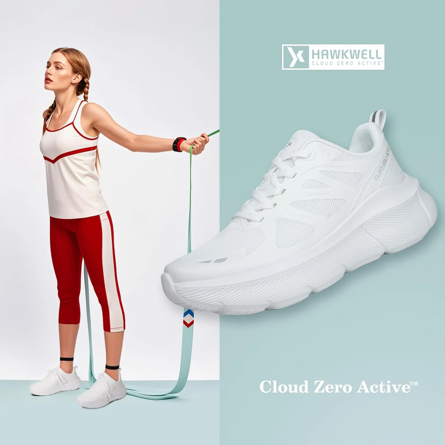Hawkwell Women's Cloud Zero Active Walking Tennis Cushion Running Shoes Breathable Athletic Gym Workout Jogging Sports Sneakers Non Slip Medical Work Shoes