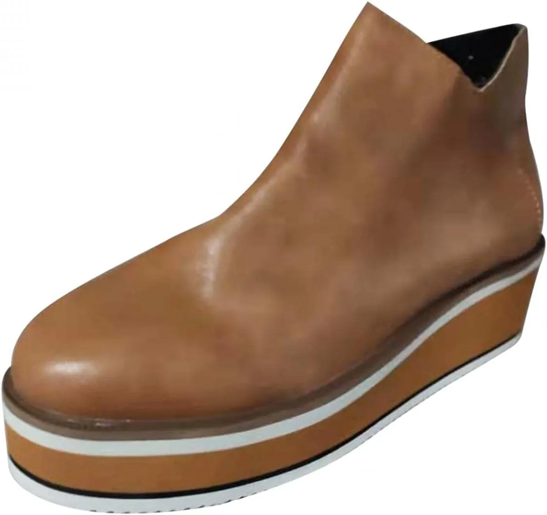 Hbeylia Platform Wedge Ankle Booties For Women Ladies Fashion Casual Leather Round Toe Chunky Bottom High Heels Ankle Boots High Top Fashion Sneakers Walking Shoes Winter Fall Dress Short Boots