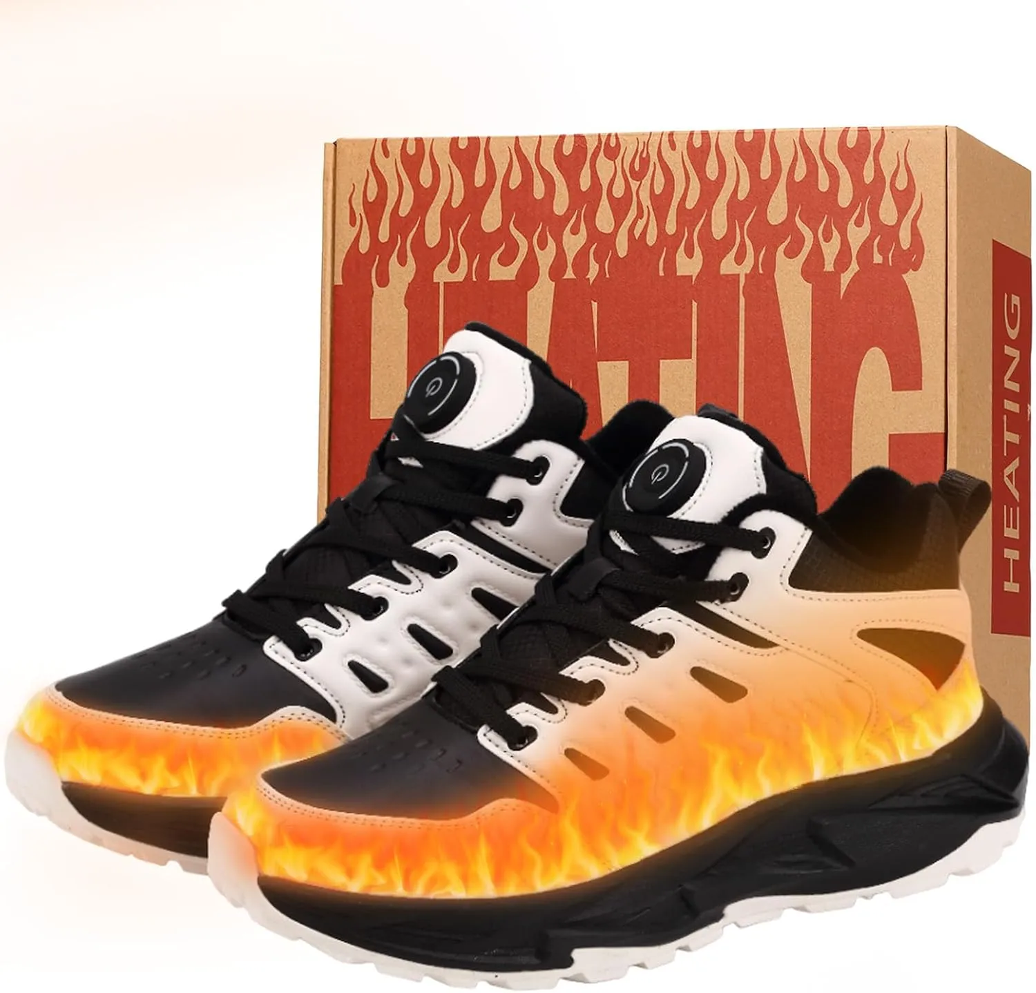Heated Sneakers for Women Men - Rechargeable Electric Heated Shoes with 3 Heating Levels, Waterproof Upper, Non-Slip Rubber Sole, Winter Warmth Footwear for Hiking Outdoor Activities