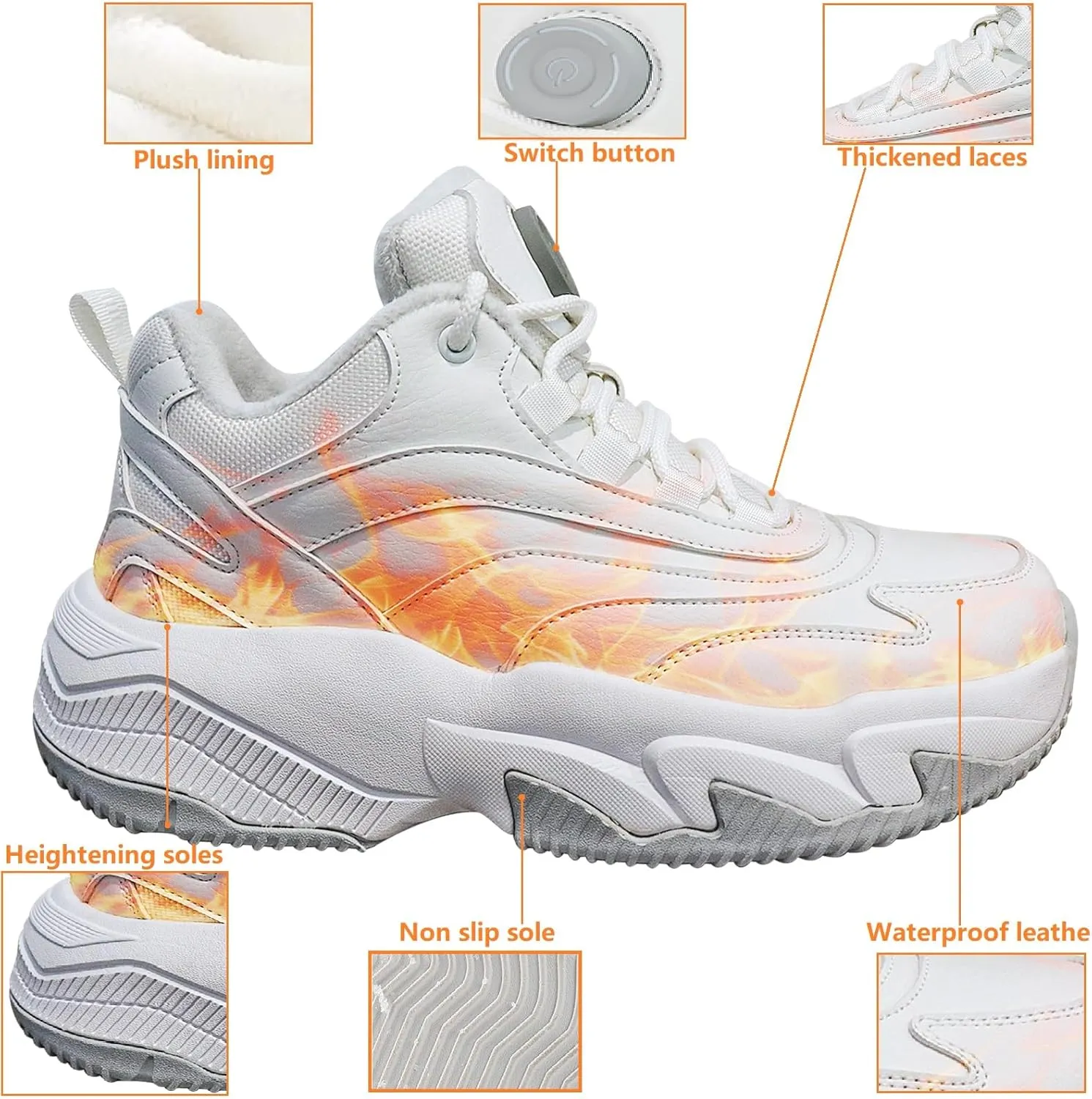 Heated Sports Shoes, Electric Foot Warmer with 4000mAh Battery, USB Rechargeable, Unisex, Black