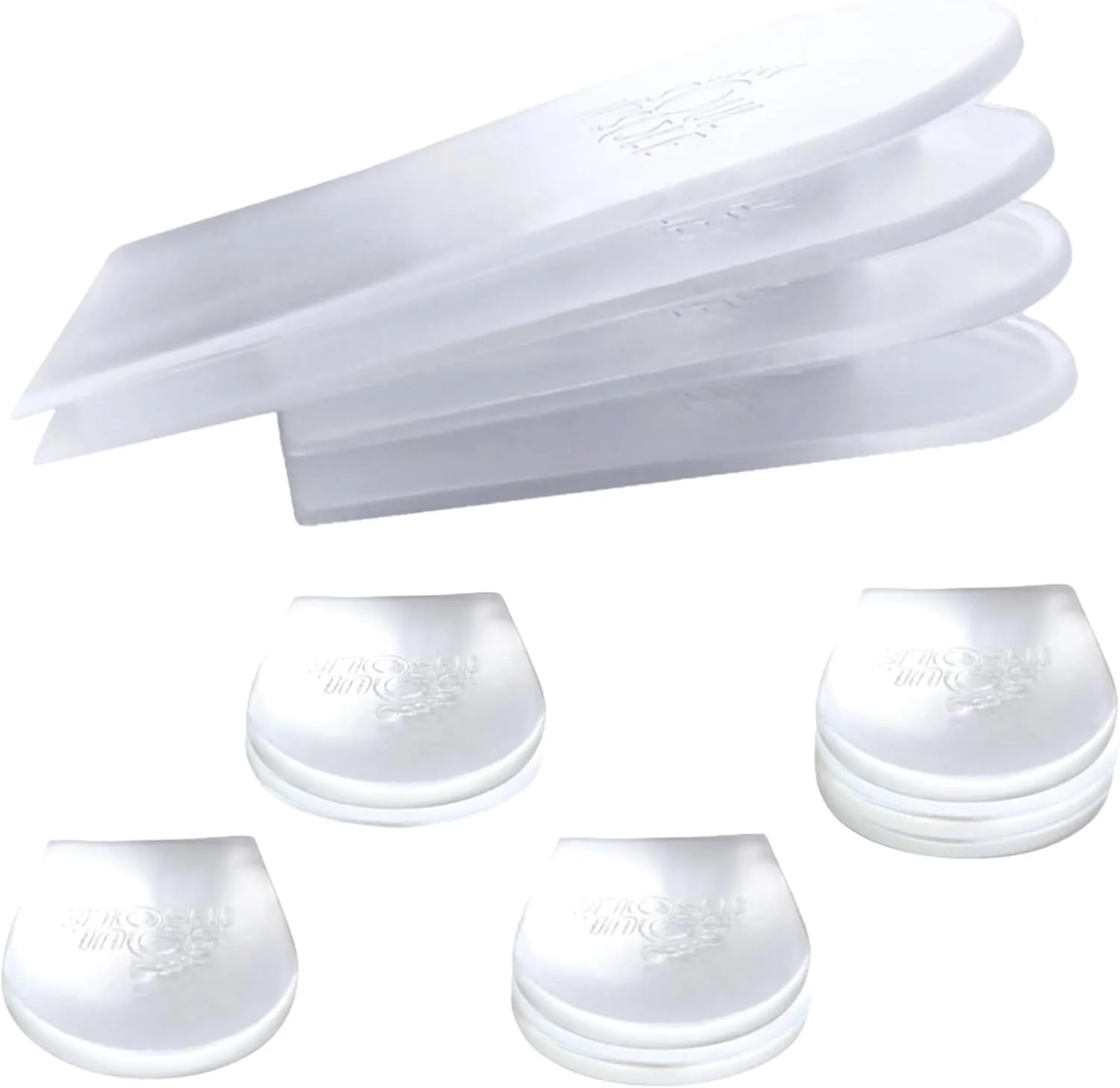 Heel Lift Inserts for Women and Men - 4 pcs Stackable Gel Heel Cushions – Premium Heel Lifts for Leg Length Discrepancy – Washable and Reusable Pads, Easy Application – (Large)