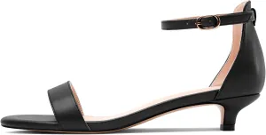 HEUIVZAR Womens Kitten Low Heel Open Toe Ankle Strap Sandals Dress Buckle Office Prom Summer Shoes 1.2 Inches Heels