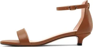 HEUIVZAR Womens Kitten Low Heel Open Toe Ankle Strap Sandals Dress Buckle Office Prom Summer Shoes 1.2 Inches Heels