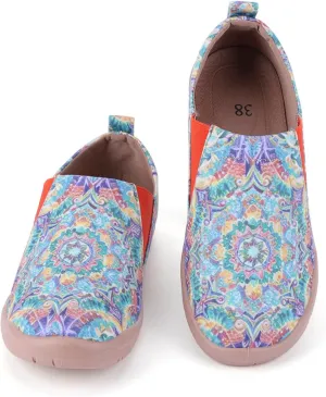 HiGropcore Women's Art Painted Casual Loafers Slip On Canvas Walking Shoes Comfortable Lightweight Ladies Travel Shoes