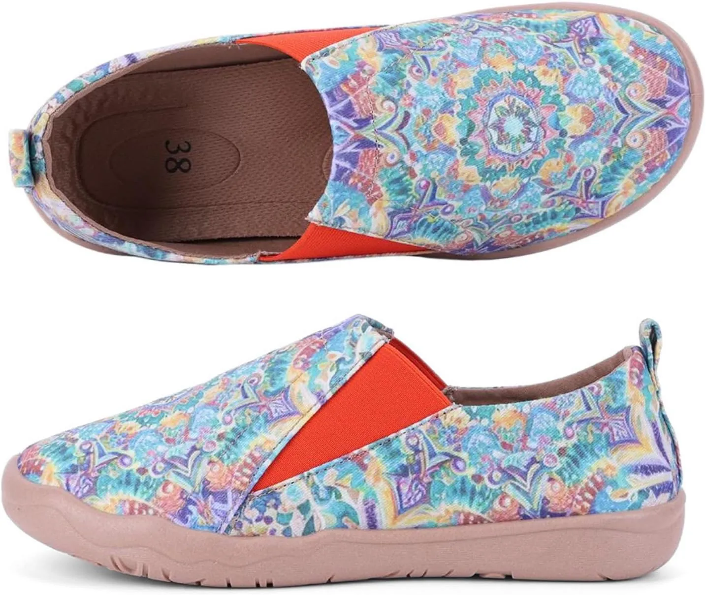 HiGropcore Women's Art Painted Casual Loafers Slip On Canvas Walking Shoes Comfortable Lightweight Ladies Travel Shoes