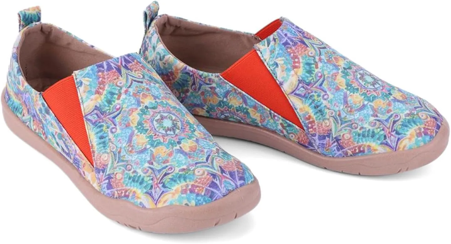 HiGropcore Women's Art Painted Casual Loafers Slip On Canvas Walking Shoes Comfortable Lightweight Ladies Travel Shoes