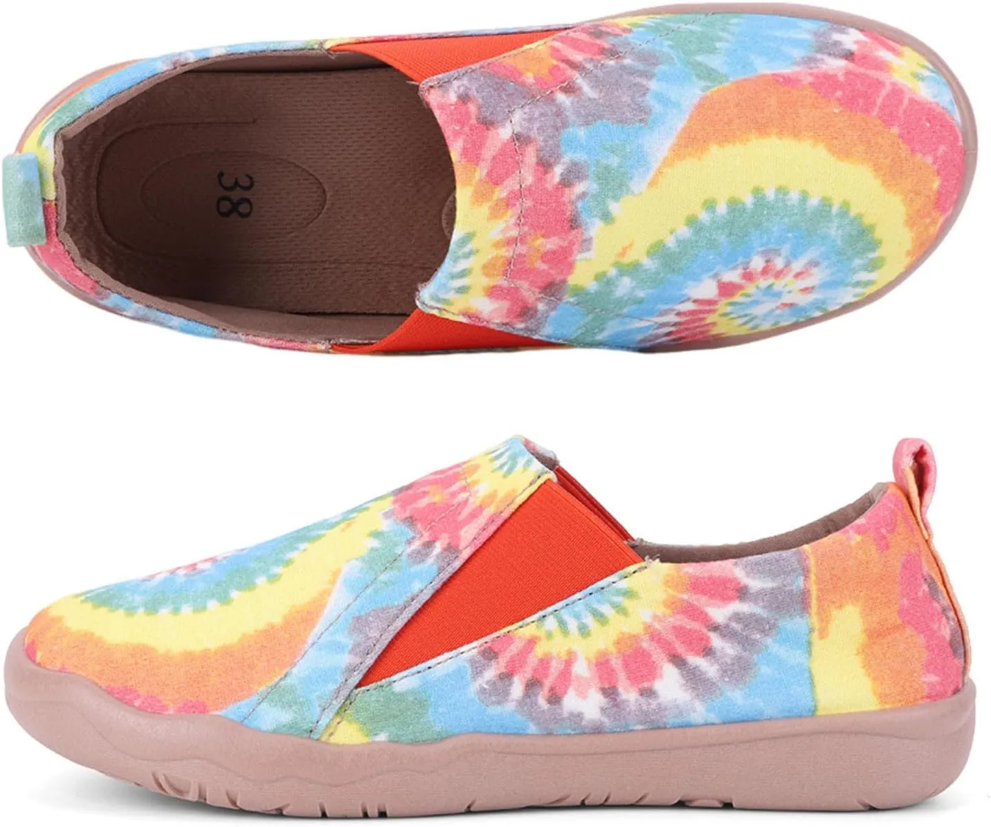 HiGropcore Women's Art Painted Casual Loafers Slip On Canvas Walking Shoes Comfortable Lightweight Ladies Travel Shoes