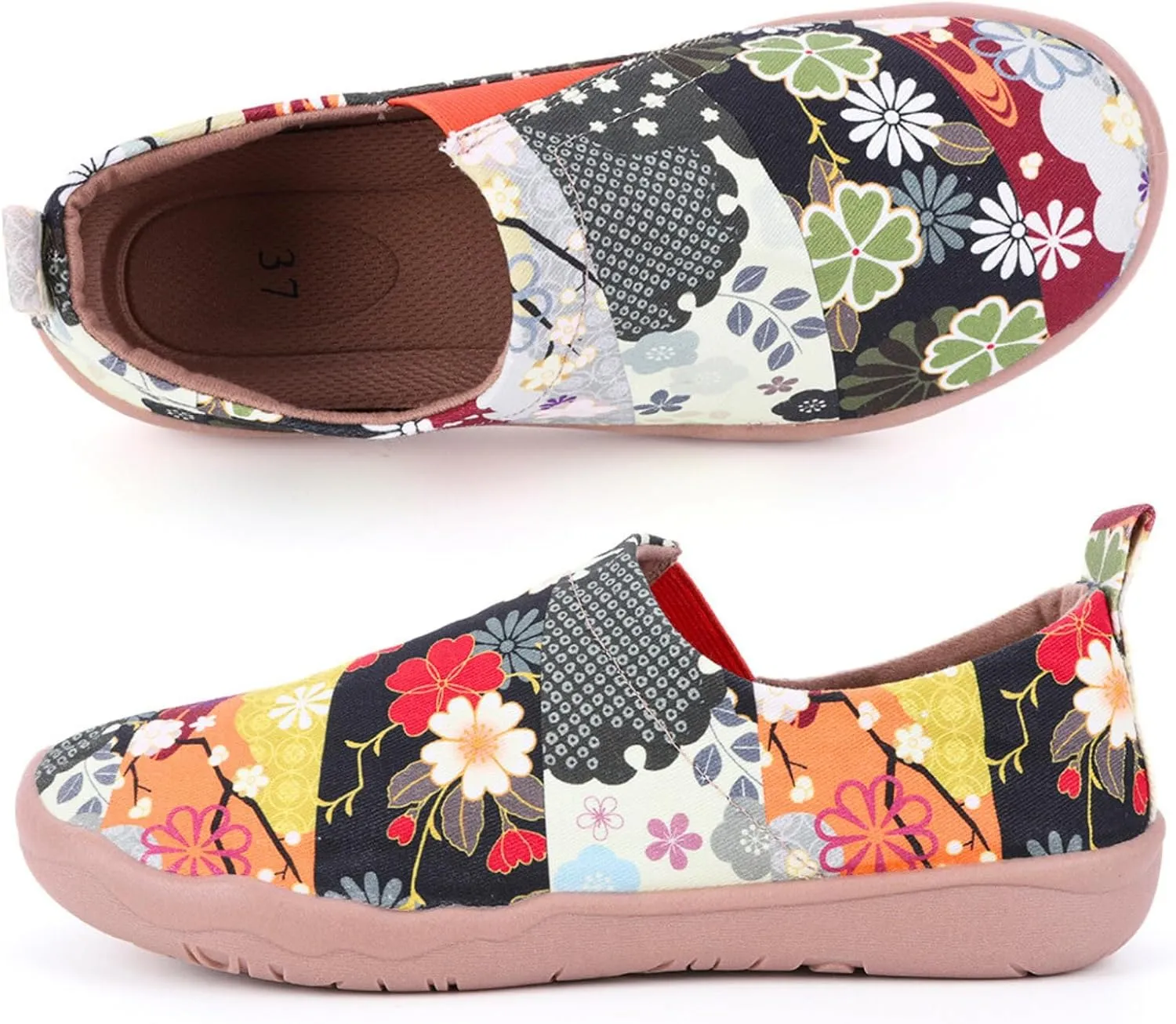 HiGropcore Women's Art Painted Casual Loafers Slip On Canvas Walking Shoes Comfortable Lightweight Ladies Travel Shoes