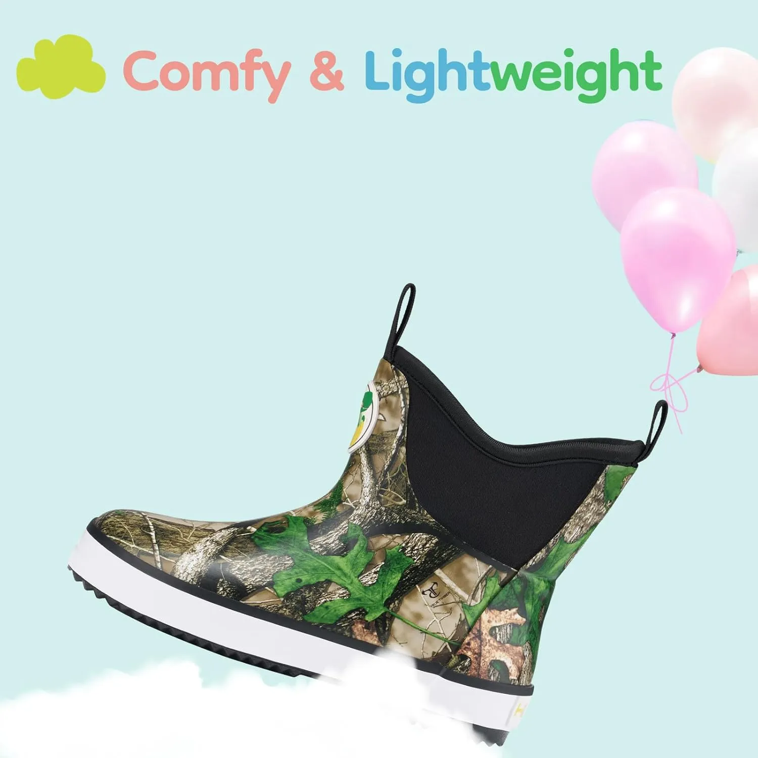 HISEA Kid's Deck Boots Waterproof Lightweight Ankle Rain Boots for Boys Girls Rubber Boots Non-slip Child Rain Shoes