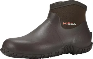 HISEA Men's Rain Boots, Ankle Height Garden Shoes Waterproof Insulated Rubber Neoprene Mud Boots Anti-Slip Outdoor Work Booties for Gardening Farming Camping Fishing and Yard Working