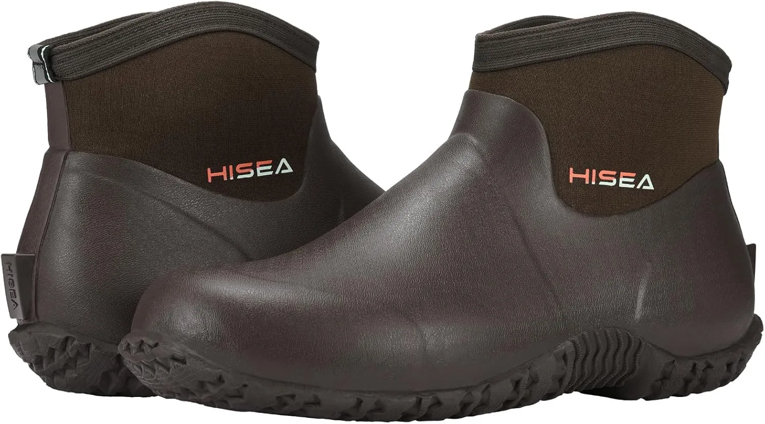 HISEA Men's Rain Boots, Ankle Height Garden Shoes Waterproof Insulated Rubber Neoprene Mud Boots Anti-Slip Outdoor Work Booties for Gardening Farming Camping Fishing and Yard Working