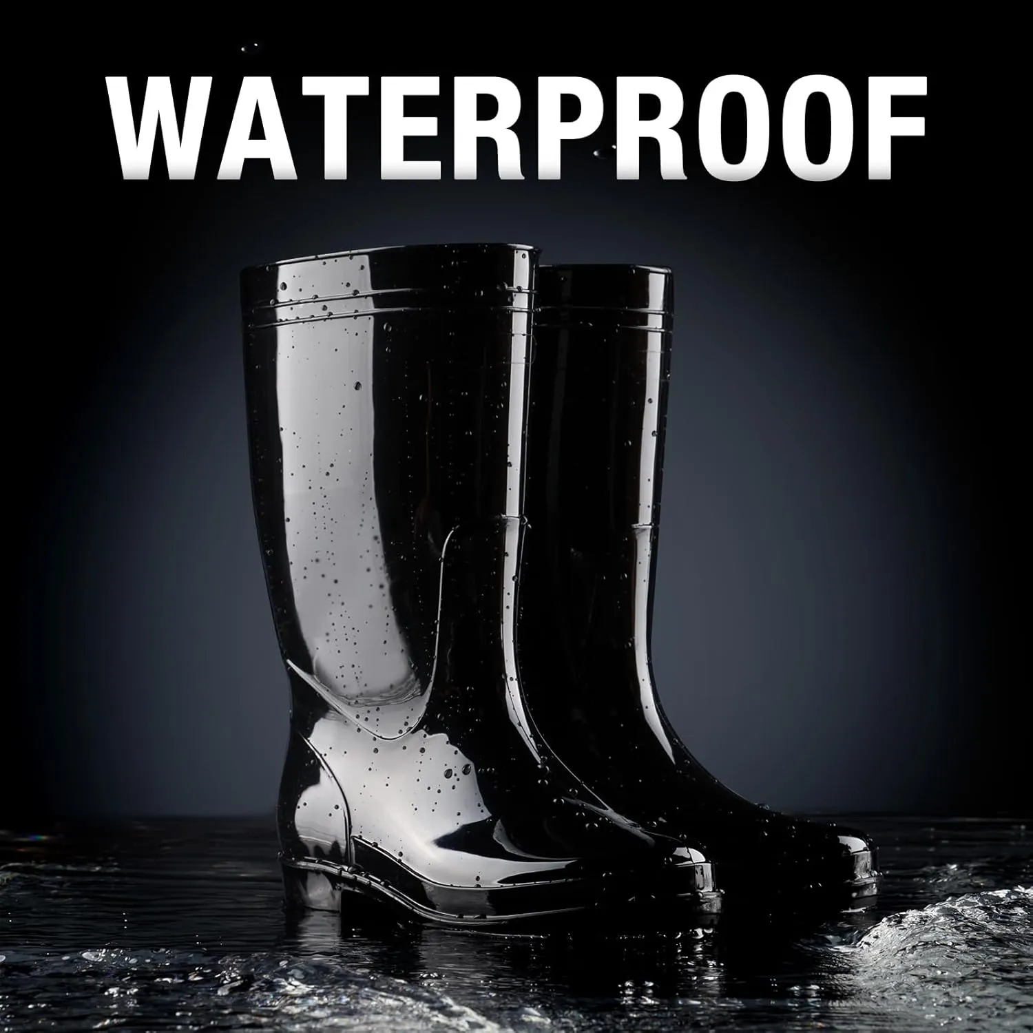 HISEA Men's Rain Boots Waterproof, Garden Fishing Outdoor Work PVC Boots, Durable Slip Resistant Boots for Agriculture and Industrial Working