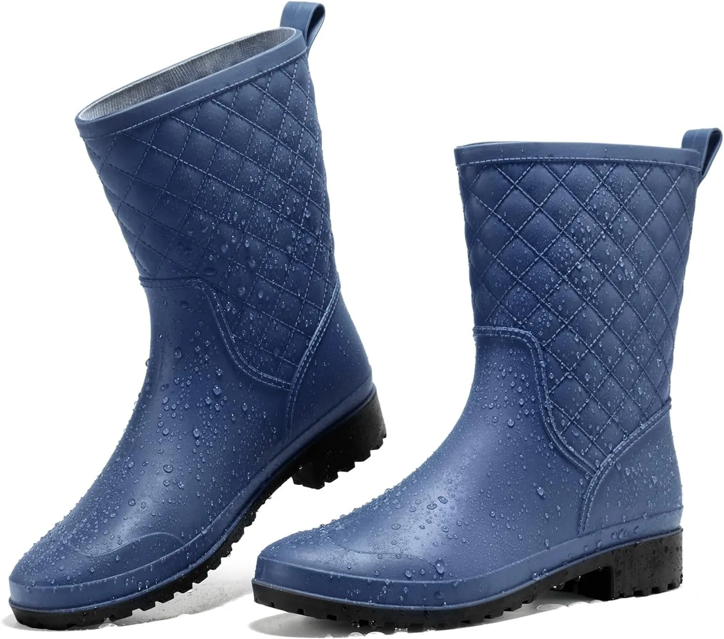 HISEA Rain Boots for Women, Lightweight Fashion Rubber Boots Mid Height Waterproof Garden Shoes Women's Rain Footwear