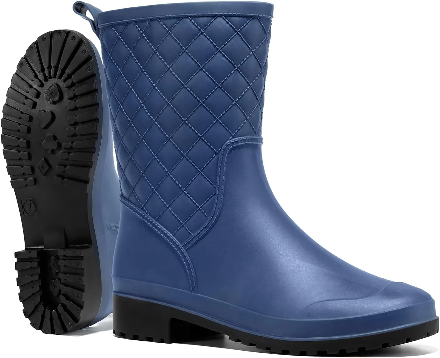 HISEA Rain Boots for Women, Lightweight Fashion Rubber Boots Mid Height Waterproof Garden Shoes Women's Rain Footwear
