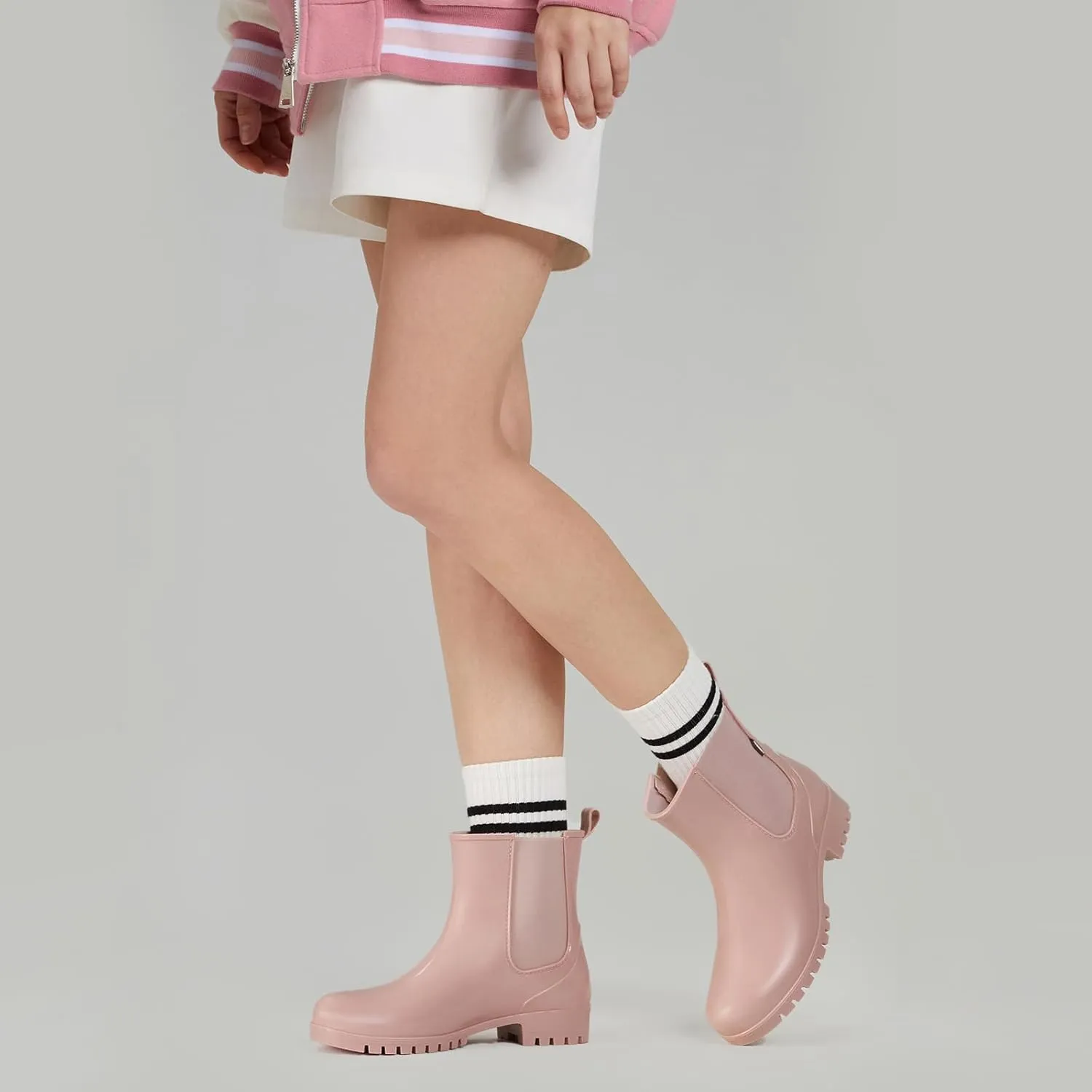 HISEA Short Rain Boots for Women Waterproof Garden Shoes Anti-Slipping Ankle Chelsea Rainboots for Ladies with Comfort Insole Lightweight Stylish Rubber Rain Shoes Outdoor Work Booties