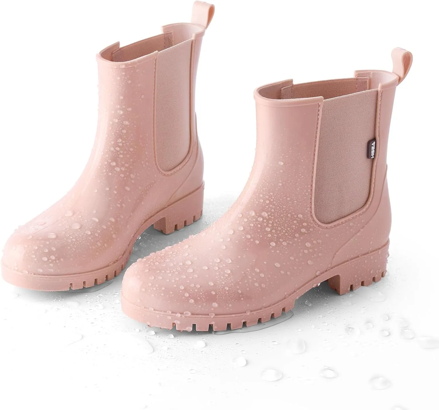 HISEA Short Rain Boots for Women Waterproof Garden Shoes Anti-Slipping Ankle Chelsea Rainboots for Ladies with Comfort Insole Lightweight Stylish Rubber Rain Shoes Outdoor Work Booties