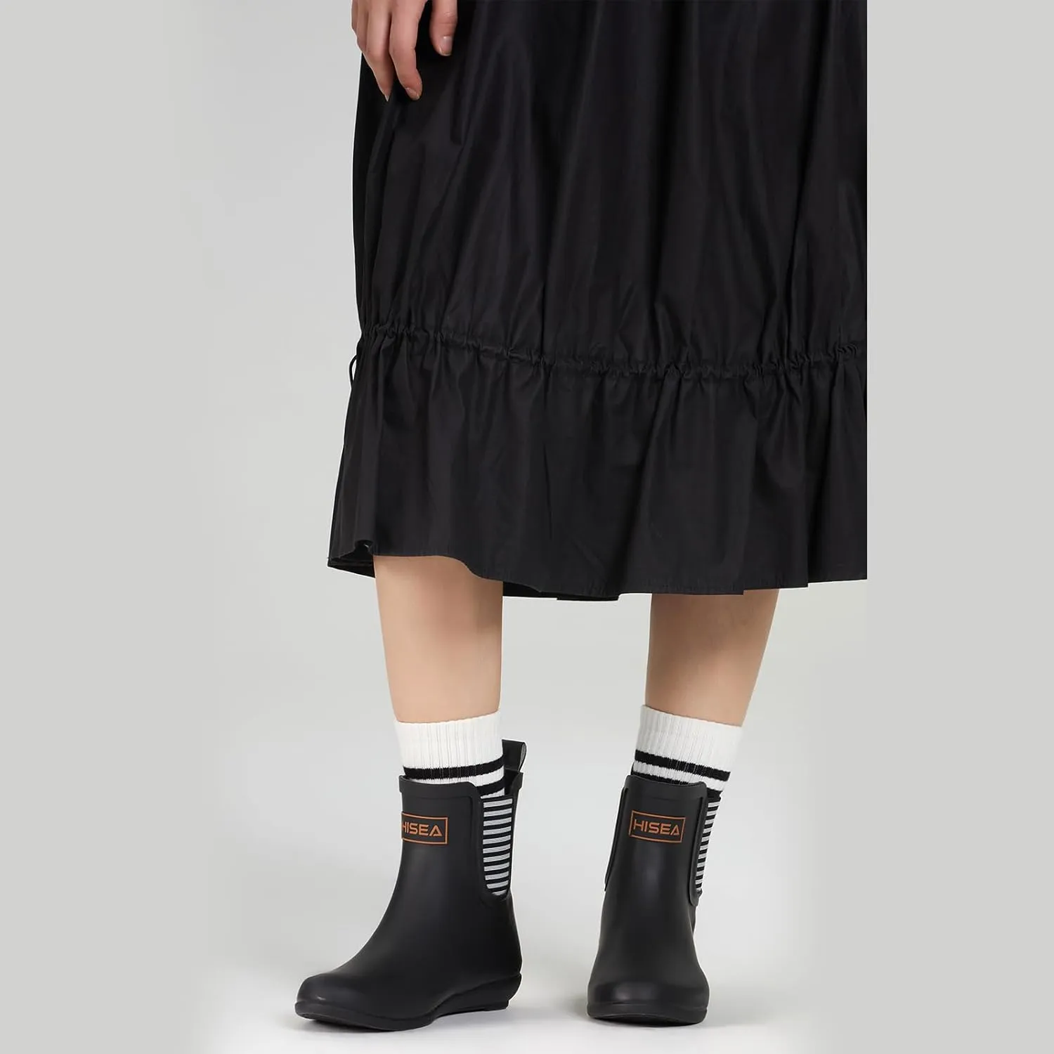 HISEA Women's Ankle Rain Boots Waterproof Chelsea Boots Rubber Garden Shoes Wedge Heel Anti-Slipping Rainboots for Ladies with Comfort Insole Short Rain Shoes Outdoor Work Booties