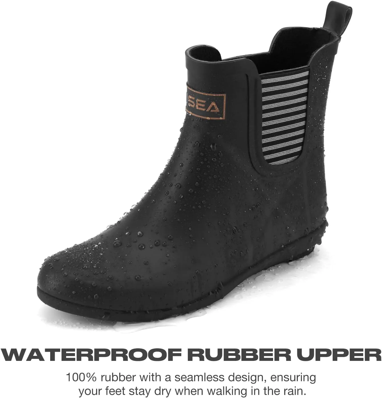 HISEA Women's Ankle Rain Boots Waterproof Chelsea Boots Rubber Garden Shoes Wedge Heel Anti-Slipping Rainboots for Ladies with Comfort Insole Short Rain Shoes Outdoor Work Booties