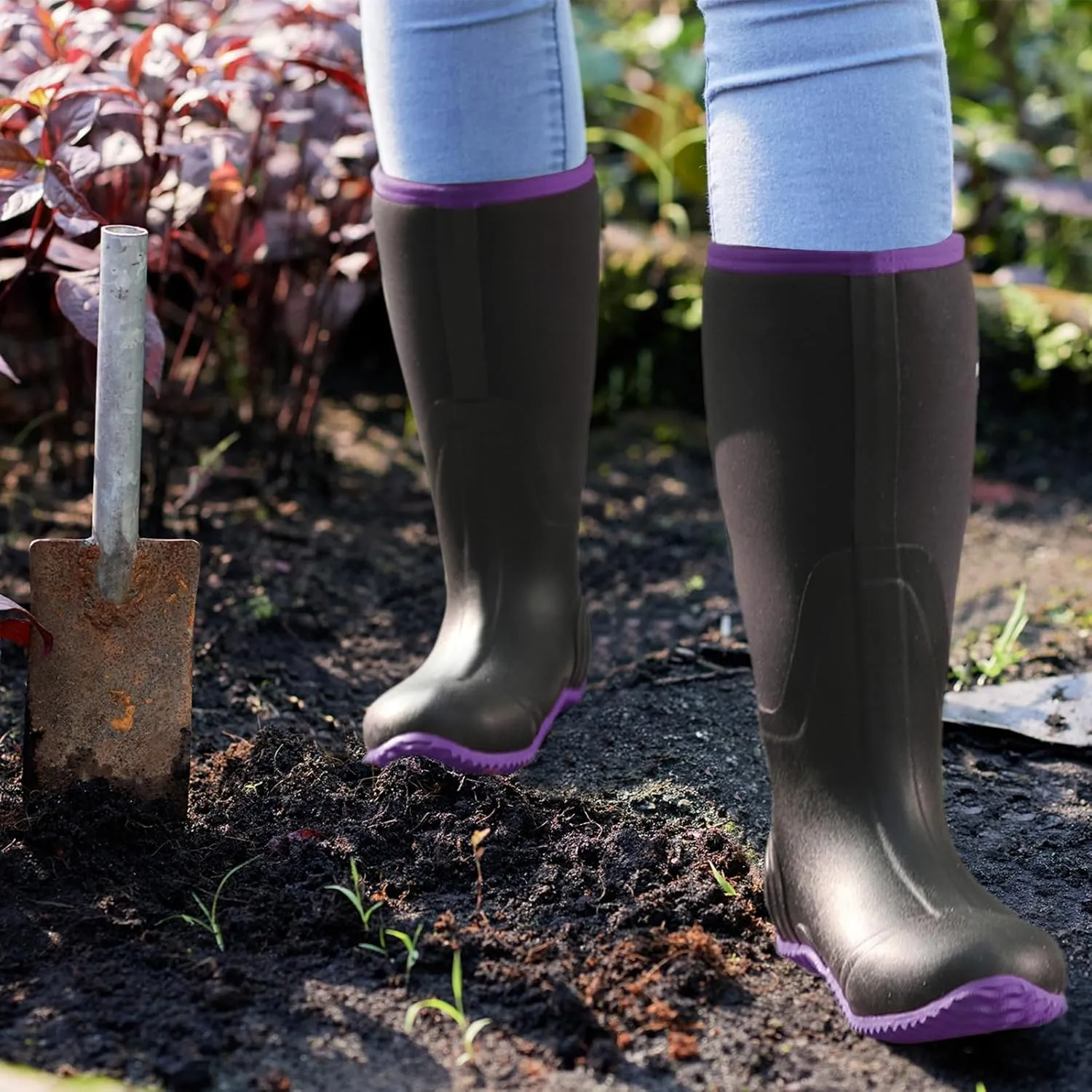 HISEA Women's Rain Boots, Knee High Rubber Boots Waterproof Insulated Neoprene Muck Boots, Durable Anti-Slip Outdoor Work Boots for Hunting Gardening Farming Yard Mud Working