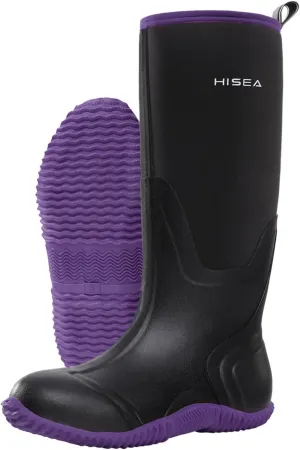 HISEA Women's Rain Boots, Knee High Rubber Boots Waterproof Insulated Neoprene Muck Boots, Durable Anti-Slip Outdoor Work Boots for Hunting Gardening Farming Yard Mud Working