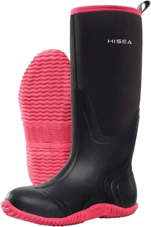 HISEA Women's Rain Boots, Knee High Rubber Boots Waterproof Insulated Neoprene Muck Boots, Durable Anti-Slip Outdoor Work Boots for Hunting Gardening Farming Yard Mud Working