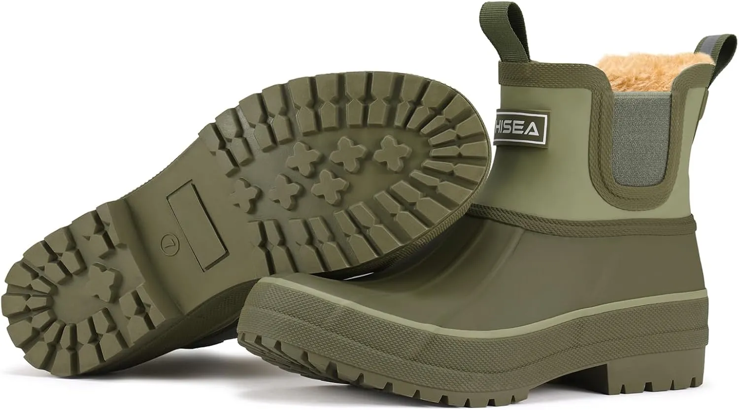 HISEA Women's Saltwater Winter Rain Boots Waterproof Duck Chelsea Lined Outdoor Garden Boot