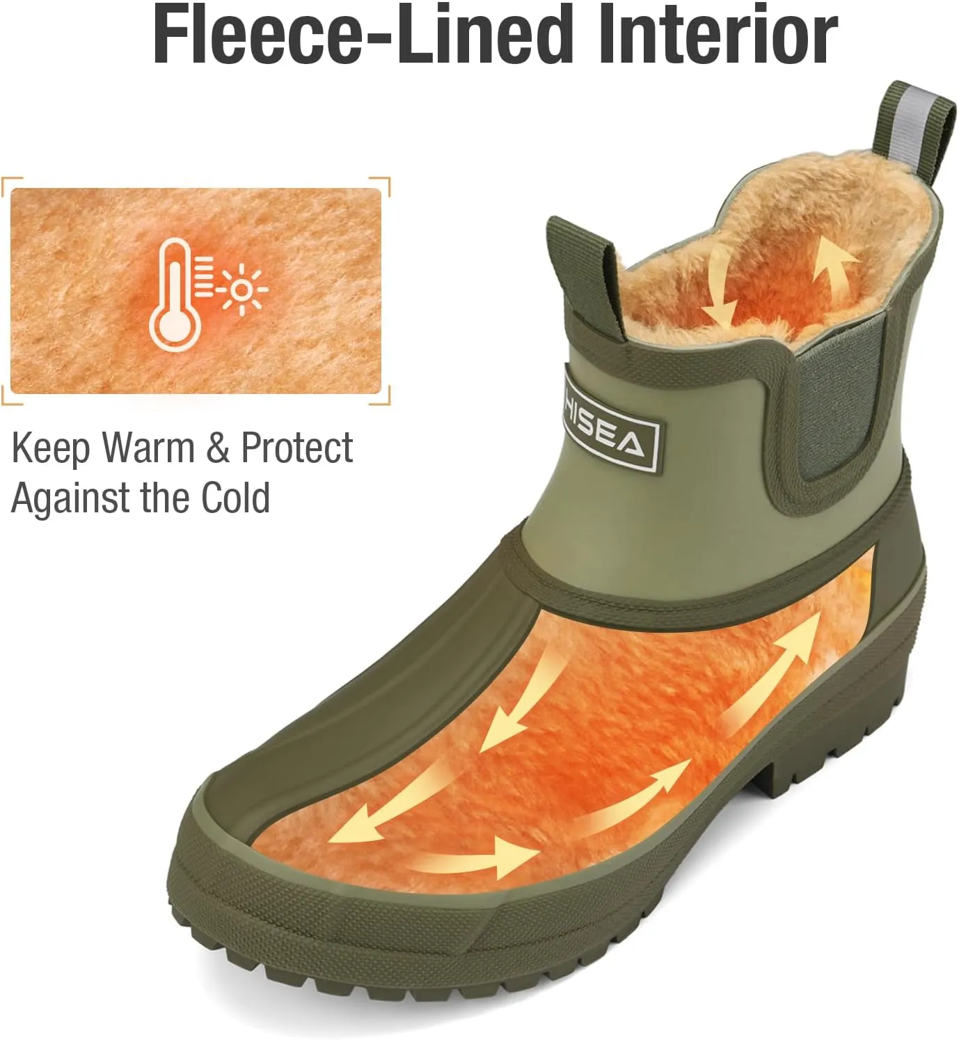 HISEA Women's Saltwater Winter Rain Boots Waterproof Duck Chelsea Lined Outdoor Garden Boot
