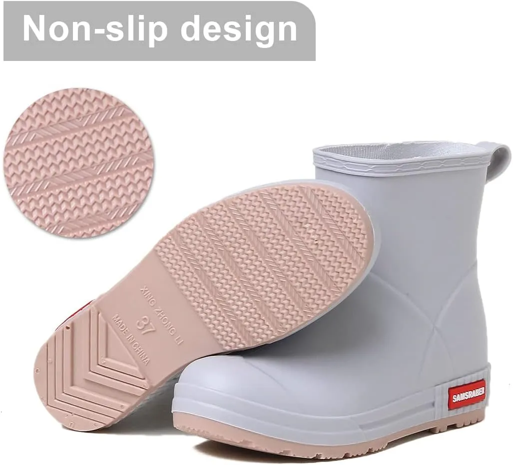 HSBDNZQ Rain Boots for Women, Lightweight Warm Waterproof Rain Boots, Anti-Slipping Garden Boots Soft and Durable, Chelsea Rain Boots with Comfortable Insoles for Outdoor