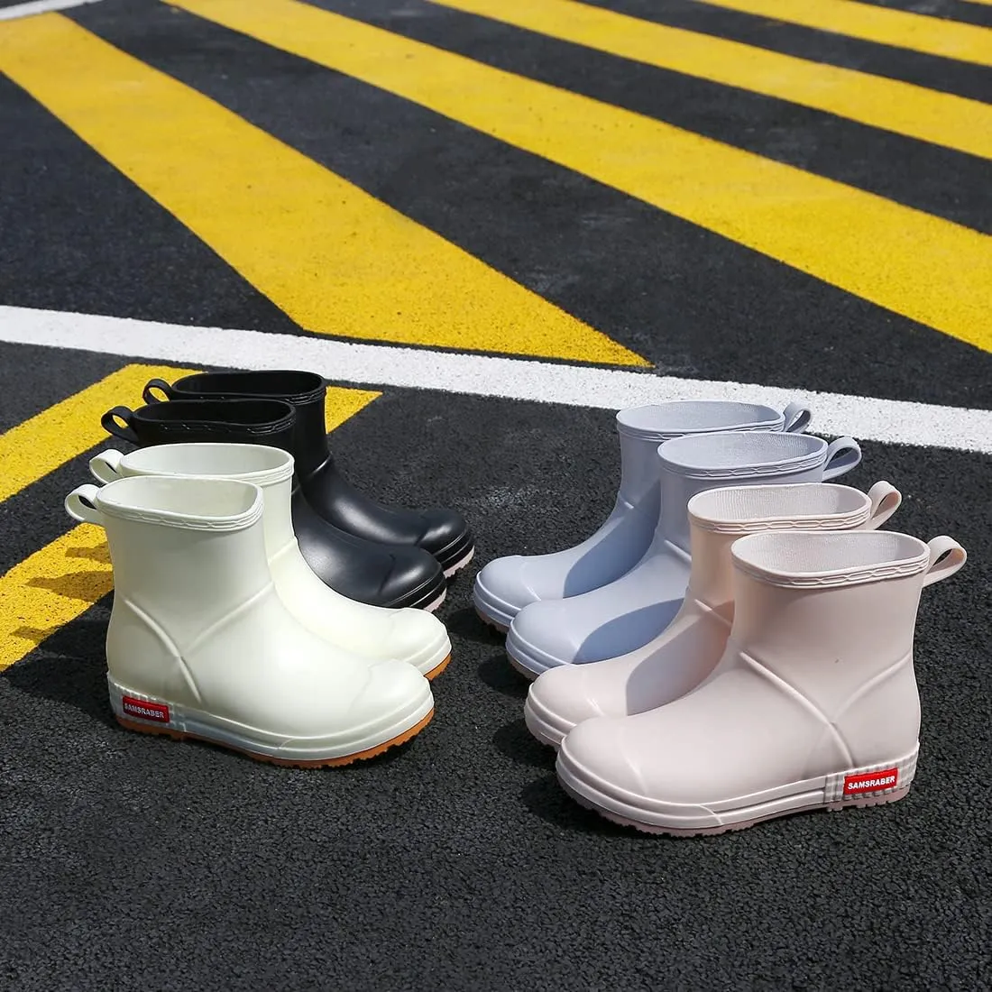 HSBDNZQ Rain Boots for Women, Lightweight Warm Waterproof Rain Boots, Anti-Slipping Garden Boots Soft and Durable, Chelsea Rain Boots with Comfortable Insoles for Outdoor