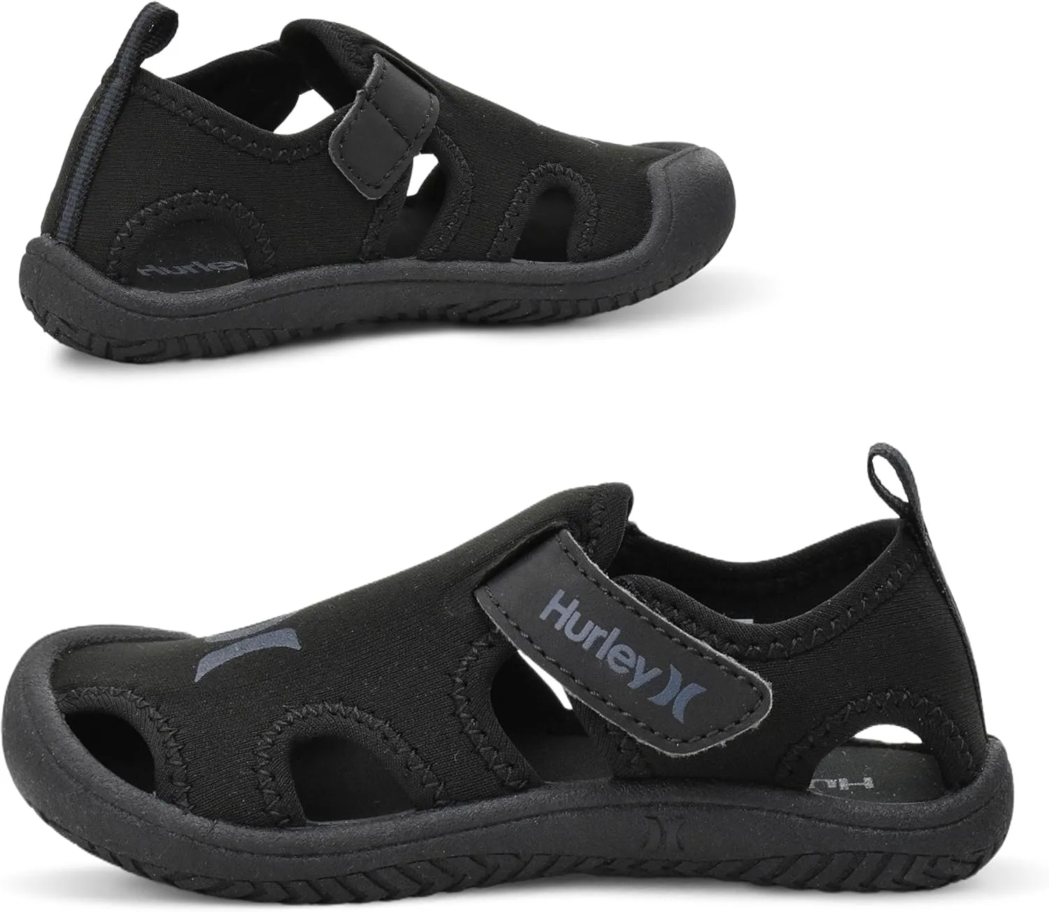 Hurley Kona Toddler Water Shoes - Beach Essentials, Girls and Boys Closed Toe Sandals, Lightweight, Breathable, Kids Water Shoes with Non-Slip Sole and Adjustable Straps, Outdoor Toddler Swim Shoes