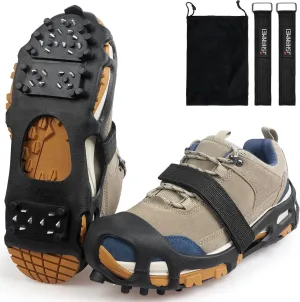 Ice Cleats Snow Traction Cleats Crampons for Shoes and Boots Men Women Anti Slip Grippers 28 Steel Studs Rubber Shoe Spikes for Snow and Ice Fishing Winter Walking Hiking