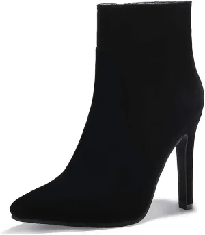 IDIFU Ankle Boots for Women High Heel Pointed Toe Boots Side Zipper Stiletto Booties