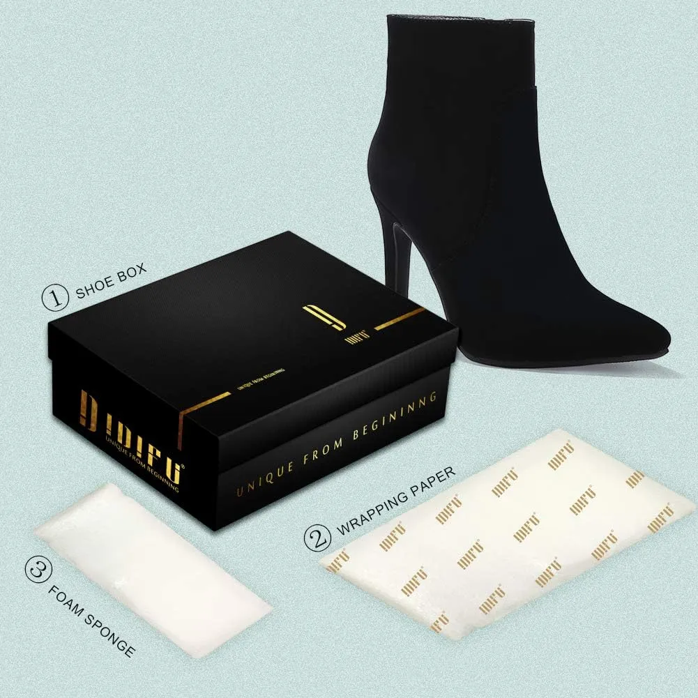 IDIFU Ankle Boots for Women High Heel Pointed Toe Boots Side Zipper Stiletto Booties