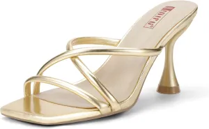 IDIFU IN3 Strappy Stiletto Kitten Heels Square Open Toe Heeled Sandals Comfortable Dressy Wedding Bridal Bride Prom Party Dress Shoes for Women Fashion Cute Casual Sexy Slides Slip on Mules Heels